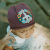 Handmade Knit Purple Peace Baby Beanie: 6-12 Months - Freshie & Zero Studio Shop