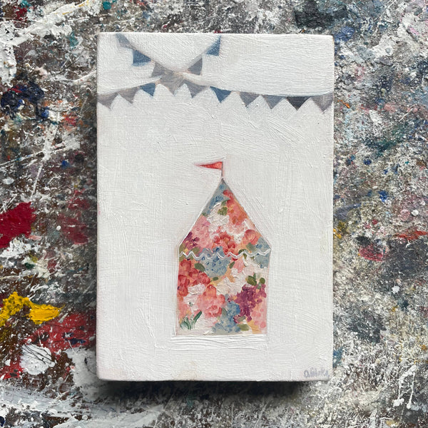 A circus made of wildflowers - original oil painting on wood - Freshie & Zero Studio Shop