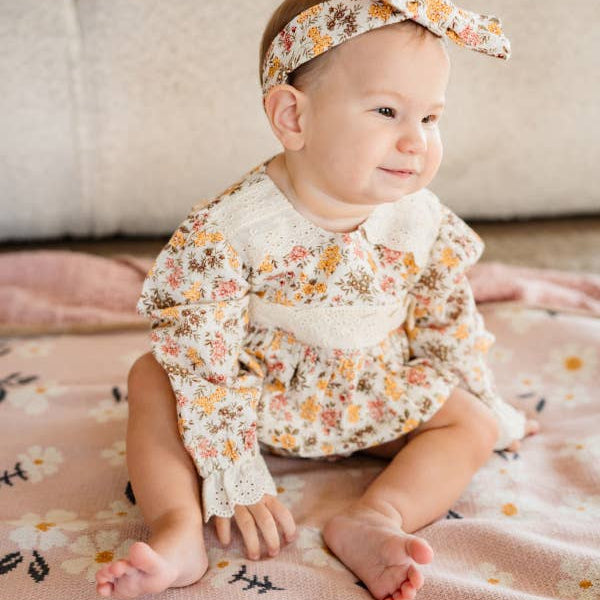 Organic Cotton Baby Blanket - Pink Daisy Floral - Freshie & Zero Studio Shop