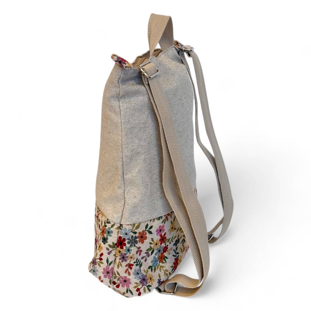 The Modern Backpack: Beige/Floral Blum - Freshie & Zero Studio Shop