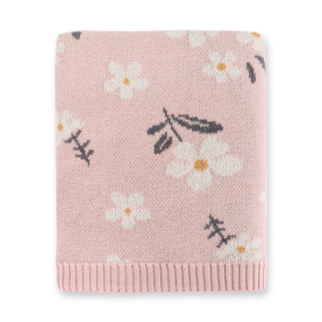 Organic Cotton Baby Blanket - Pink Daisy Floral - Freshie & Zero Studio Shop