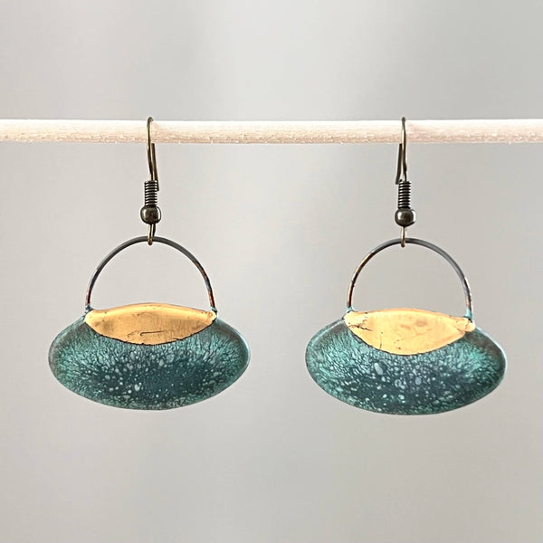 Patina Green Oval Clay Earrings - Freshie & Zero Studio Shop
