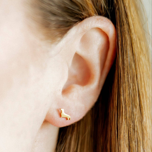 Dachshund Screwback Gold Stud Earrings - Freshie & Zero Studio Shop