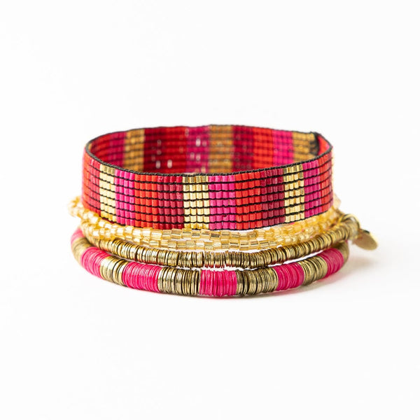 Alex & Grace Hot Pink and Gold Bracelet Stack - Freshie & Zero Studio Shop