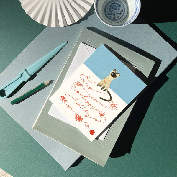 Cat String Birthday Card - Freshie & Zero Studio Shop