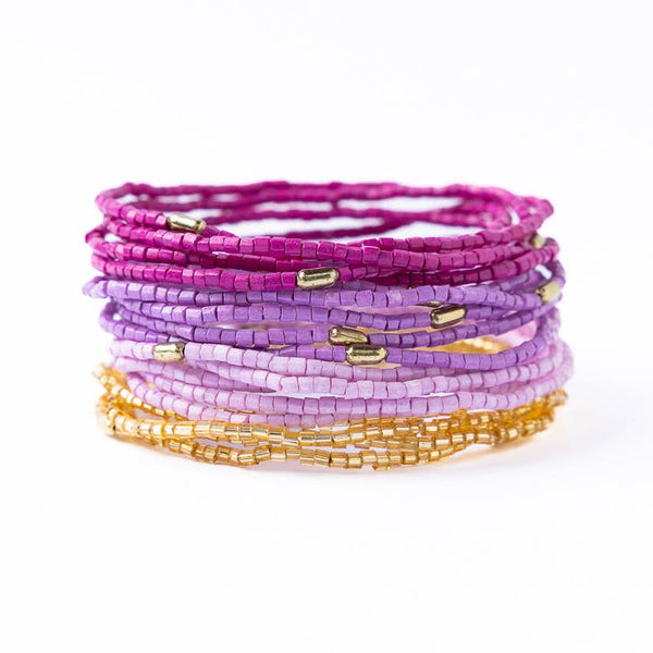 Chelsea Luxe Purple Beaded Bracelet Stack of 18 - Freshie & Zero Studio Shop