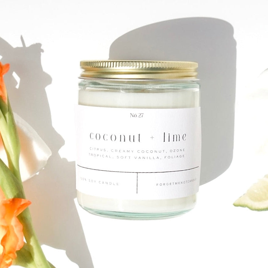 Coconut + Lime: 9oz Glass Candle - Freshie & Zero Studio Shop