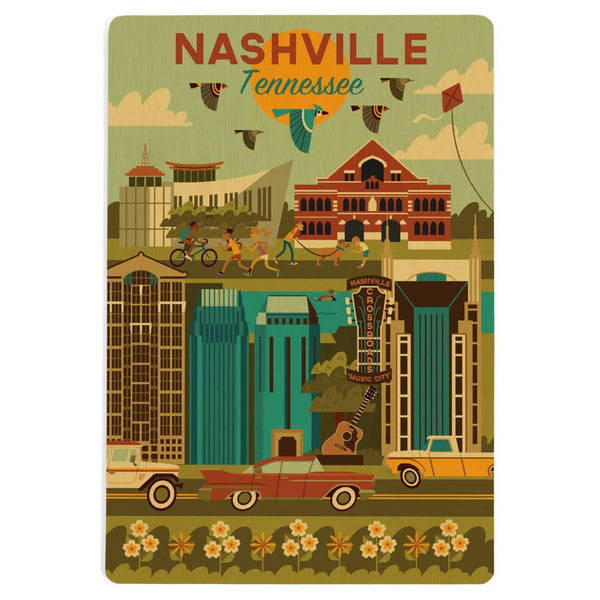 Nashville Geometric City Wooden Postcard - Freshie & Zero Studio Shop