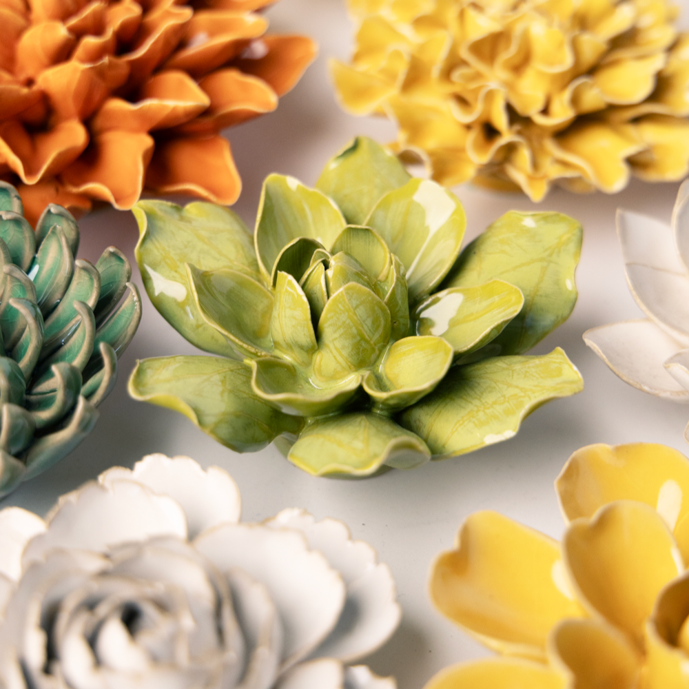 English Garden Ceramic Flower: 4.5" Chartreuse Columbine - Freshie & Zero Studio Shop