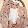 Organic Cotton Baby Blanket - Pink Daisy Floral - Freshie & Zero Studio Shop