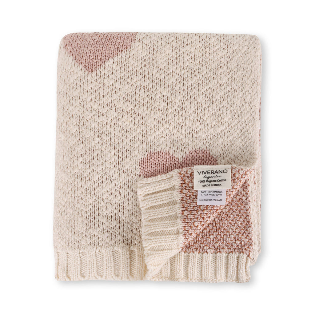 Organic Jacquard Sweater Knit Baby Blanket: Loving Hearts - Freshie & Zero Studio Shop