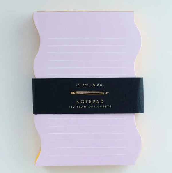 Wavy Shaped Notepad | Lilac + Tangerine Edge - Freshie & Zero Studio Shop