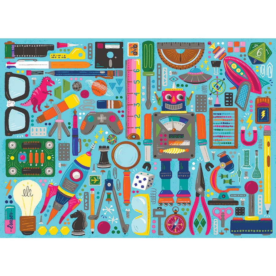 Nerdy Junk Drawer - 350pc Family Jigsaw Puzzle - Freshie & Zero Studio Shop