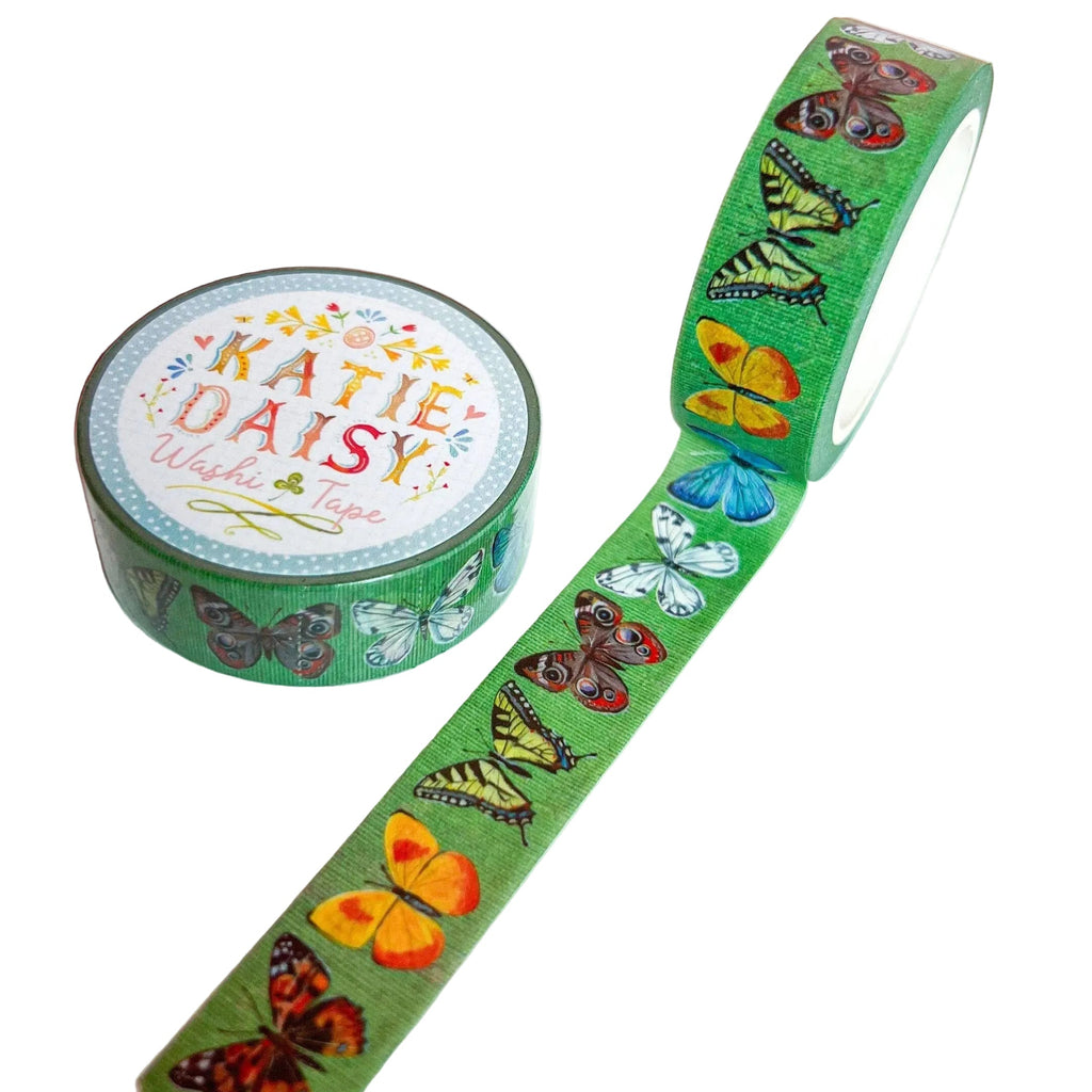 Green Butterflies Washi Tape - Freshie & Zero Studio Shop