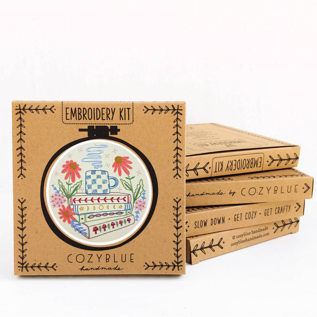 Book Stack Embroidery Kit by Cozyblue - Freshie & Zero Studio Shop
