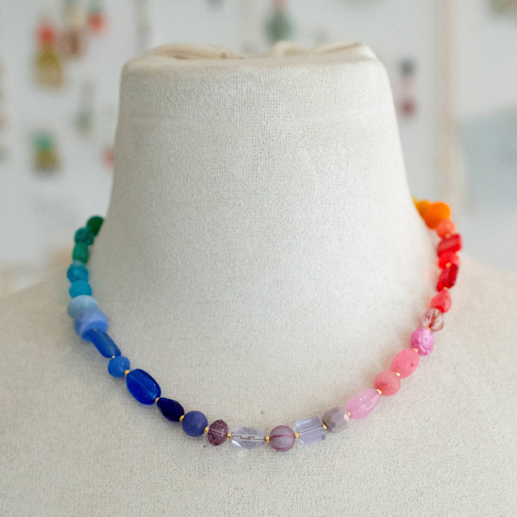 Rainbow Beaded Colorful Necklace - Freshie & Zero Studio Shop