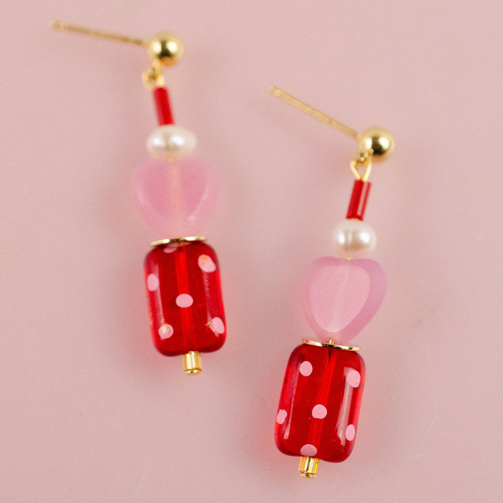 Valentina Polka Dot Heart Earrings - Freshie & Zero Studio Shop