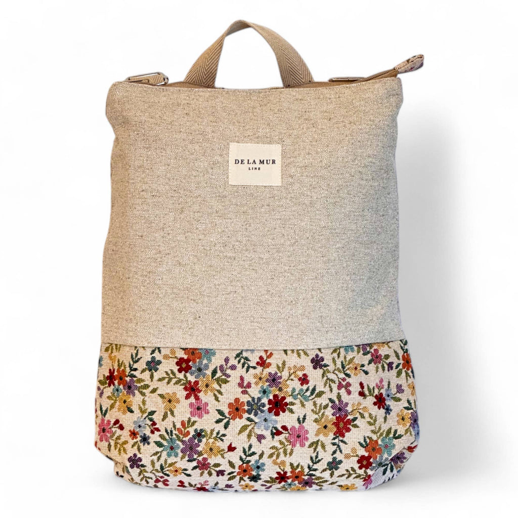 The Modern Backpack: Beige/Floral Blum - Freshie & Zero Studio Shop