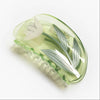 Lotus Claw - White Flower Clear Green Acetate Clip - Freshie & Zero Studio Shop