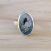 Cherry Blossom Bird Sterling Silver Hand Painted Ring by Fernworks - Freshie & Zero Studio Shop