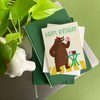 Bear Eating Cake Birthday Card - Freshie & Zero Studio Shop
