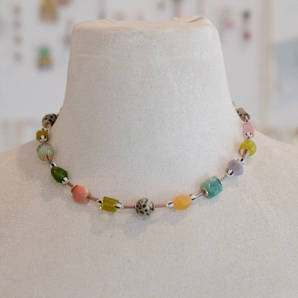 Muted Muticolor Beaded Necklace - Freshie & Zero Studio Shop