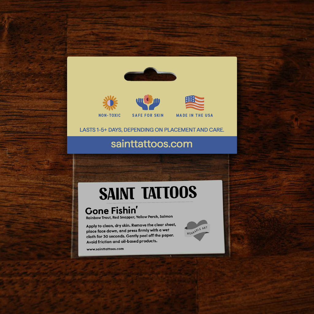 Gone Fishin' Temporary Tattoos: Yellow - Freshie & Zero Studio Shop