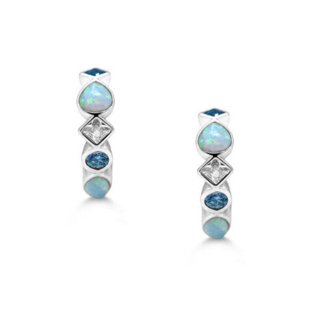 You're a Gem Blue Crystals Huggie Hoop Earrings - Freshie & Zero Studio Shop