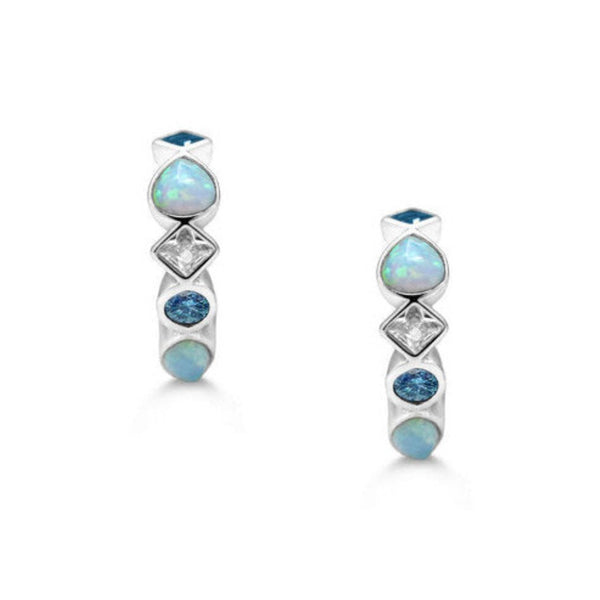 You're a Gem Blue Crystals Huggie Hoop Earrings - Freshie & Zero Studio Shop