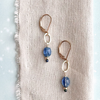 blue sea gemstone gold drop earrings - Freshie & Zero Studio Shop