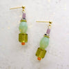 Green and Purple Beaded Dangle Earrings - Freshie & Zero Studio Shop