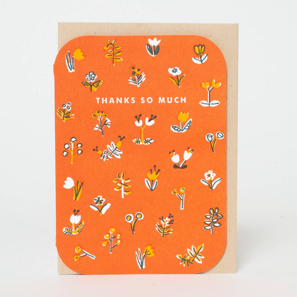 Thank You Little Flowers Letterpress Greeting Card by Egg Press: Paper tab - Freshie & Zero Studio Shop
