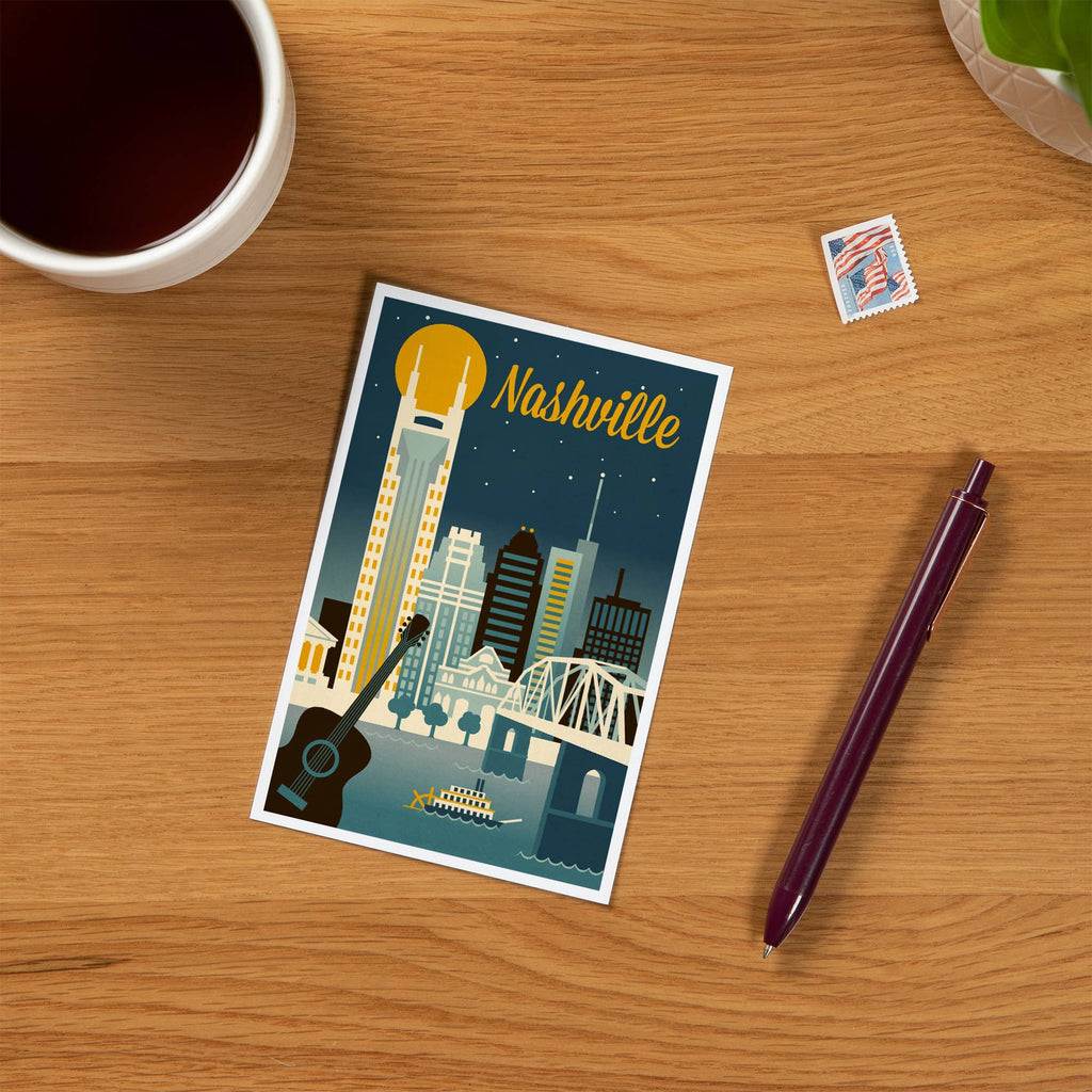 Nashville Retro Skyline Postcard - Freshie & Zero Studio Shop