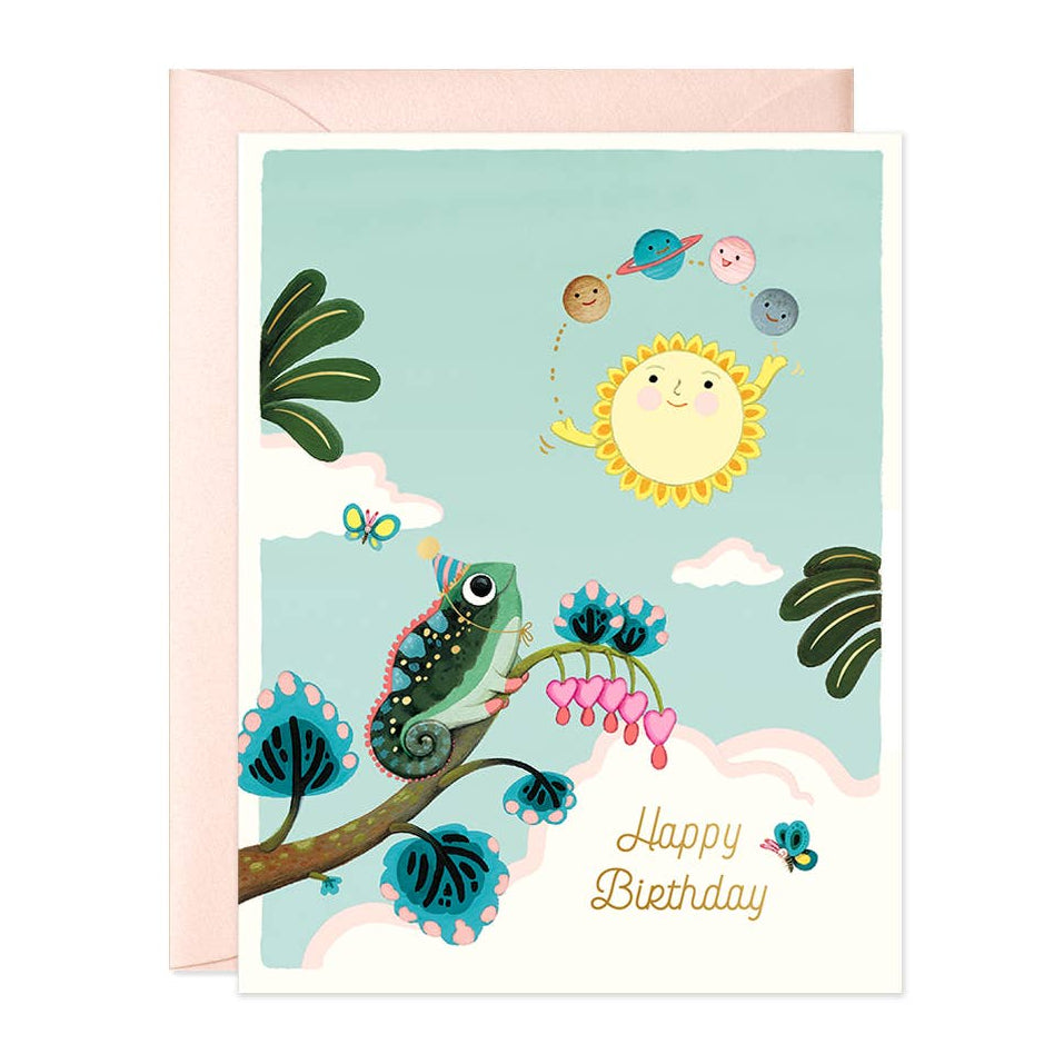 Solar Juggle Birthday Greeting Card - Freshie & Zero Studio Shop