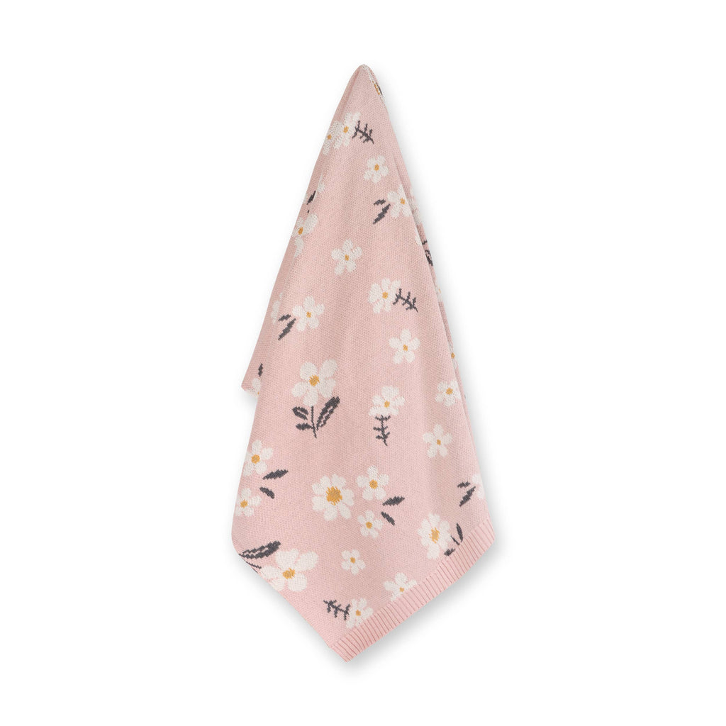 Organic Cotton Baby Blanket - Pink Daisy Floral - Freshie & Zero Studio Shop