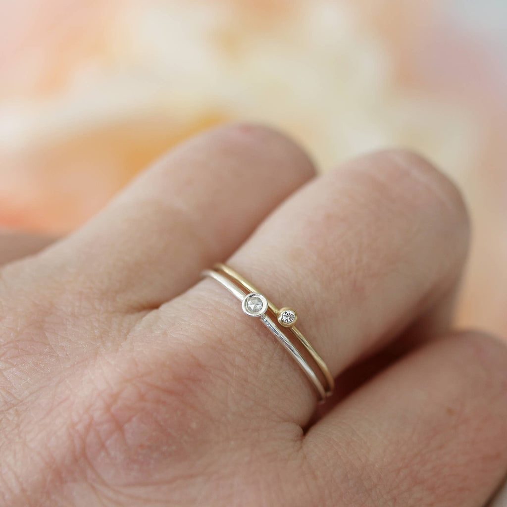 Silver Rose Cut Diamond Fleck Ring by Christina Kober - Freshie & Zero Studio Shop