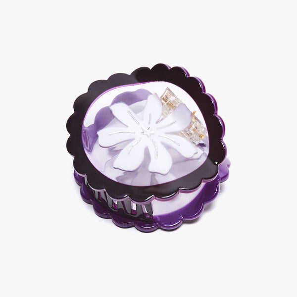 Persephone Round White Flower Acetate Hair Claw - Freshie & Zero Studio Shop