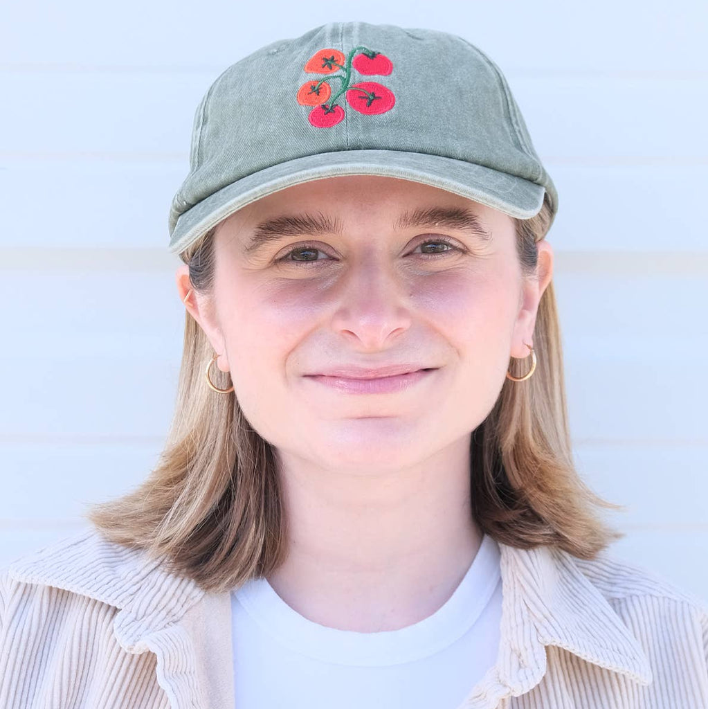 Washed Green Tomato Vine Embroidered Baseball Cap - Freshie & Zero Studio Shop