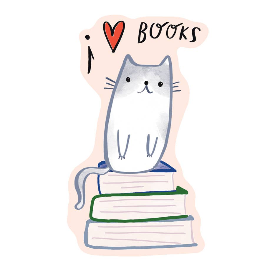 I love Books Cat Matte Sticker - Freshie & Zero Studio Shop