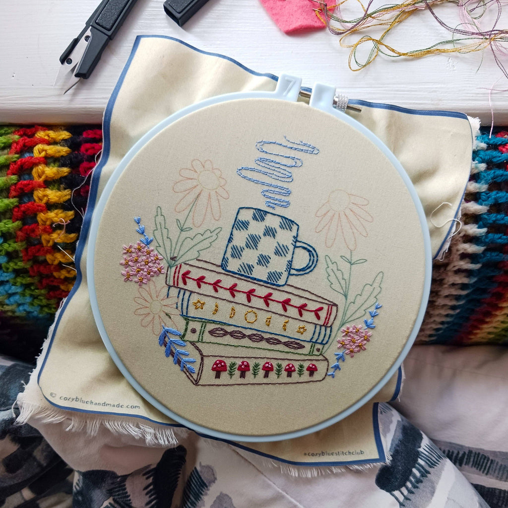 Book Stack Embroidery Kit by Cozyblue - Freshie & Zero Studio Shop