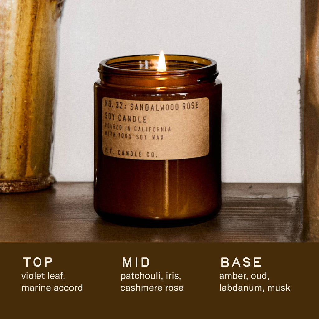 P.F. Candle Co. Soy Candle: Sandalwood Rose - Freshie & Zero Studio Shop