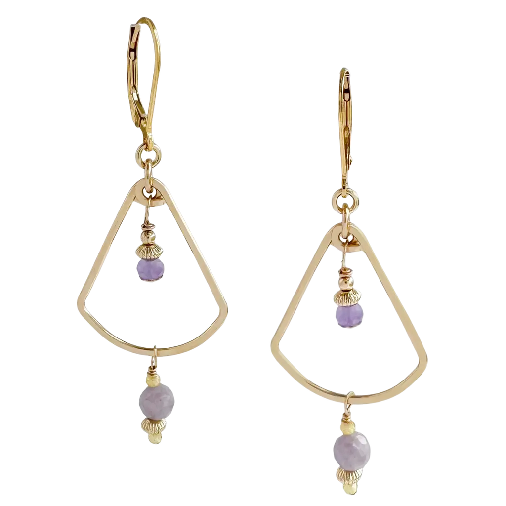Golden Fan Earrings - lilac, yellow - Freshie & Zero Studio Shop