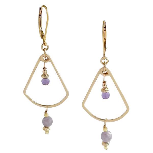 Golden Fan Earrings - lilac, yellow - Freshie & Zero Studio Shop