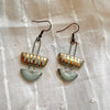 Two Piece Turquoise Striped Ceramic Clay Earrings - Freshie & Zero Studio Shop