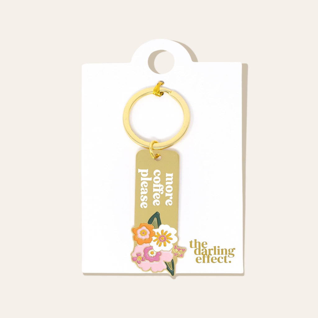 Enamel Floral Keychain - More Coffee Please - Freshie & Zero Studio Shop