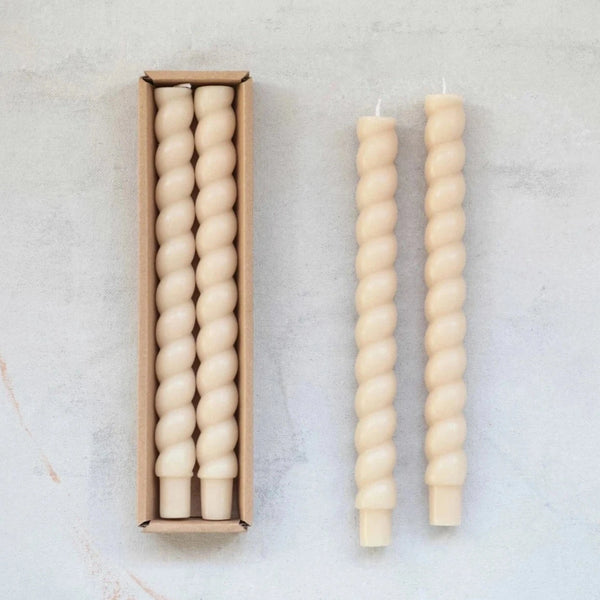 Twisted Taper Candles Set of 2: Cream - Freshie & Zero Studio Shop