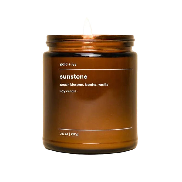 Sunstone soy candle - peach blossom, jasmine, vanilla - Freshie & Zero Studio Shop