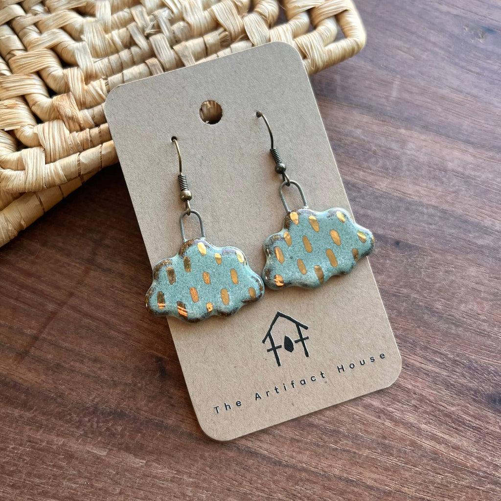 Storm Cloud Large Ceramic Charm Earrings - Freshie & Zero Studio Shop