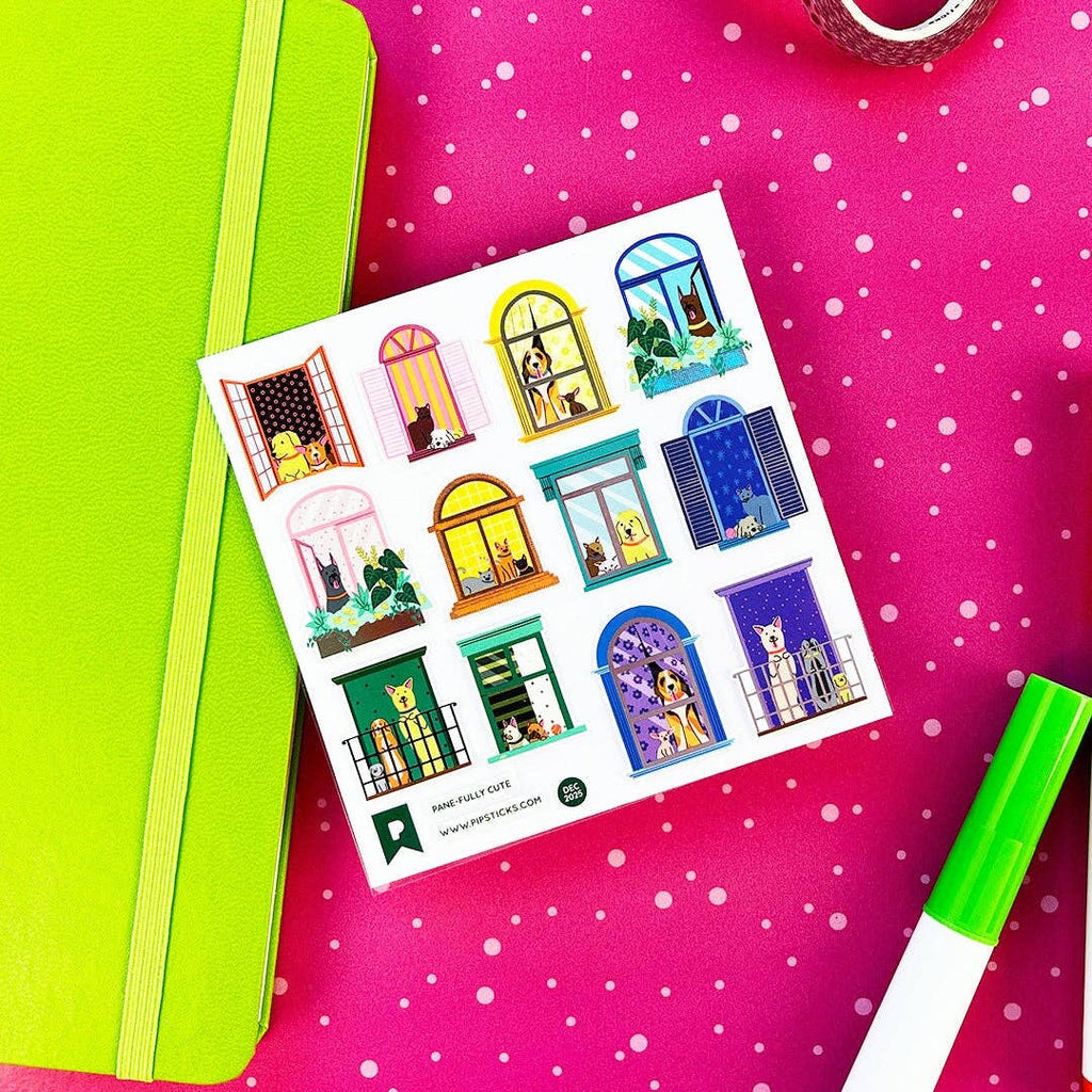 Pets in the Window Sticker Sheet by Pipsticks - Freshie & Zero Studio Shop
