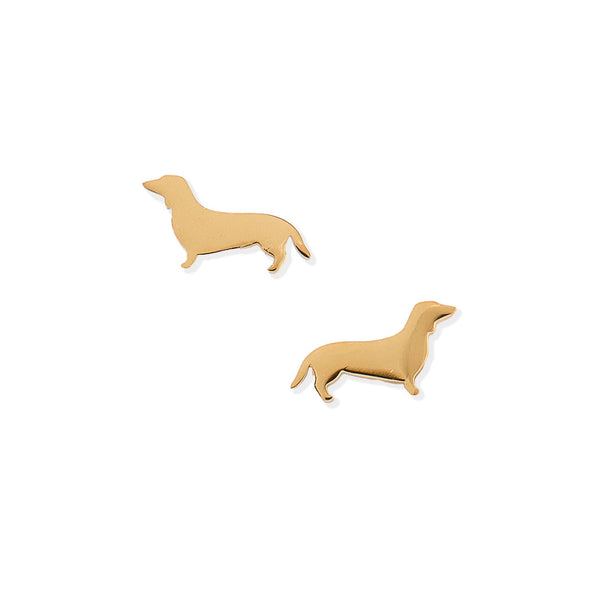 Dachshund Screwback Gold Stud Earrings - Freshie & Zero Studio Shop